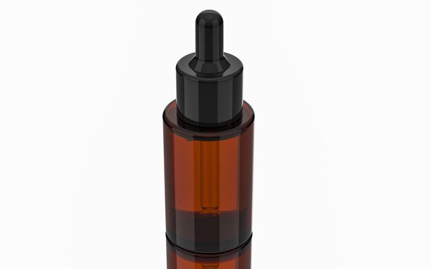 Photo 30 ml clear glossy and shiny brown glass with a black dropper for skincare or cosmetics