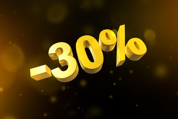 30 off discount offer 3D illustration isolated on black Promotional price rate