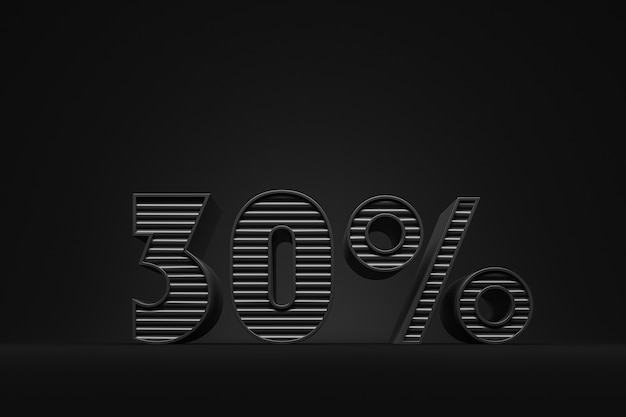 Фото 30-процентная скидка этикетка из черных букв на черном фоне концепция черной пятницы