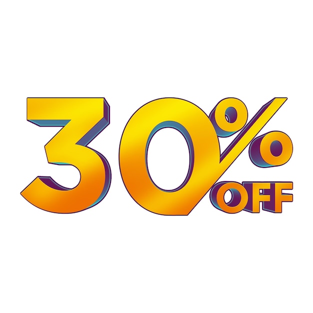 30 Percent Discount Offers Tag with 3D Style Design