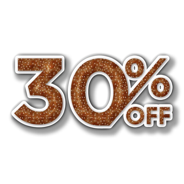 Photo 30 percent discount offers tag with burger style design