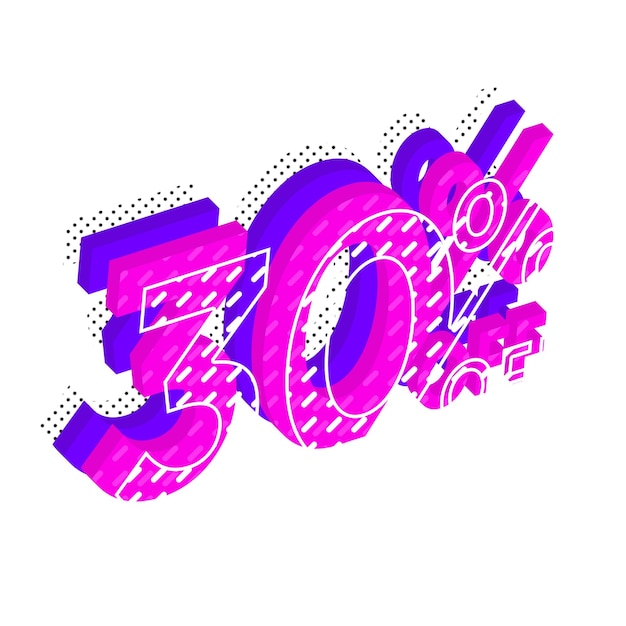 30 Percent Discount Offers Tag with Isometric Layers Style Design