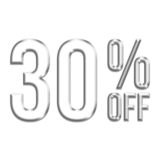 30 Percent Discount Offers Tag with Silver Style Design