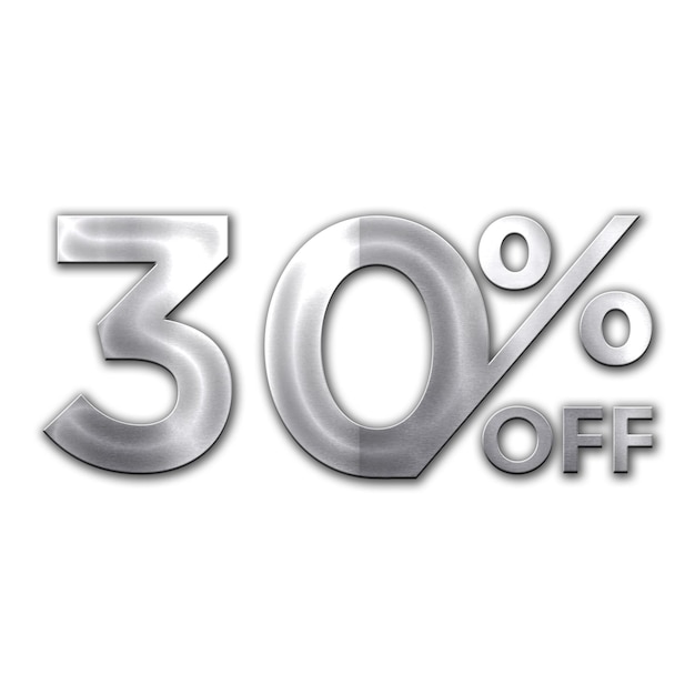 30 Percent Discount Offers Tag with Steel Style Design