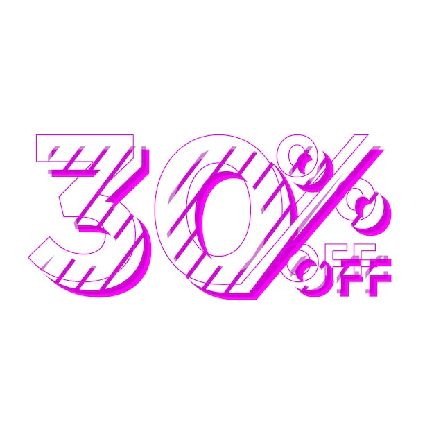 30 Percent Discount Offers Tag with Stipe Pink Style Design