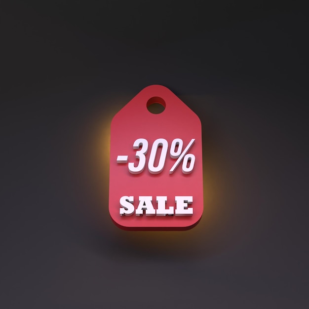 30 percent discount tag Sale concept 3d render