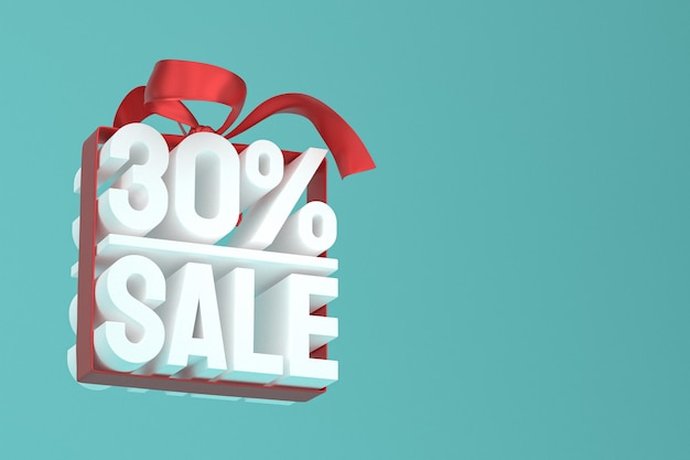 30 percentage sale with bow and ribbon 3d design 