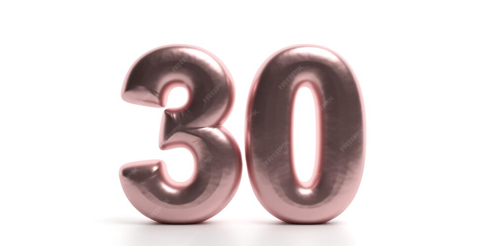 Premium Photo 30 thirty number glossy sparkling pink purple color
