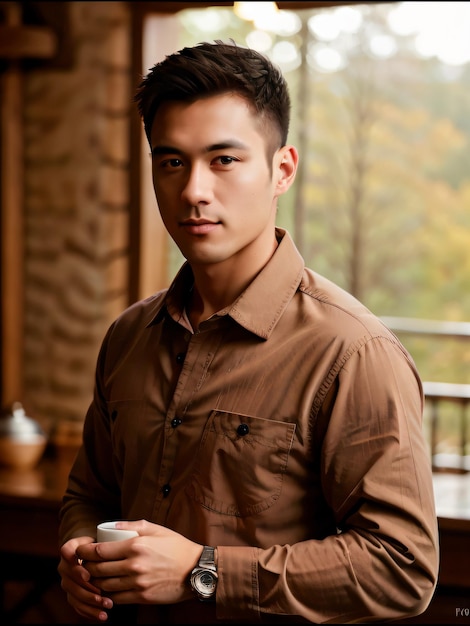 a 30 year old muscular male wearing long sleeve shirt