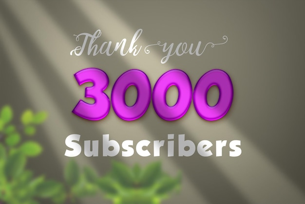 3000 subscribers celebration greeting banner with liquid design
