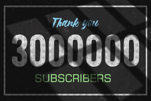 3000000 subscribers celebration greeting banner with multi chalk design