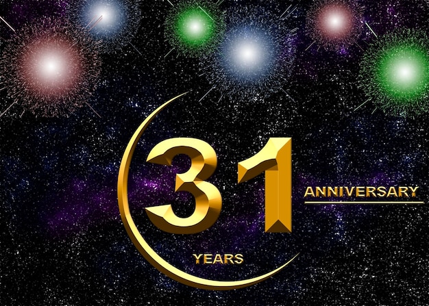 31 anniversary golden numbers on a festive background poster or card