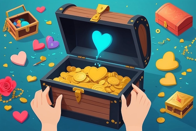 Photo 32 illustrate a person crafting a selflove treasure chest with positive memories