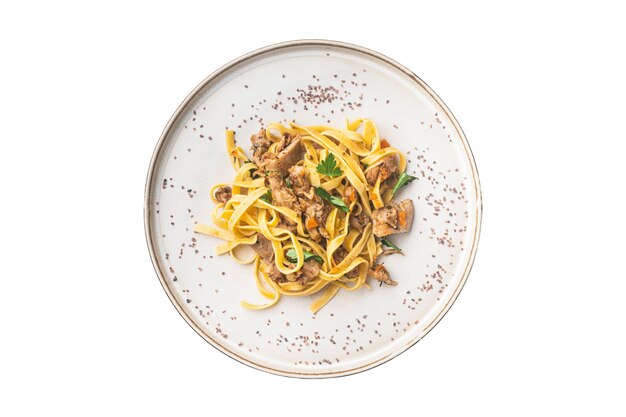 3292 Spaghetti met vlees op een doorzichtige achtergrond