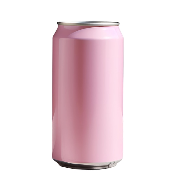 330ml aluminium roze frisdrankblikje geïsoleerd op witte achtergrond Bierblikje met rand