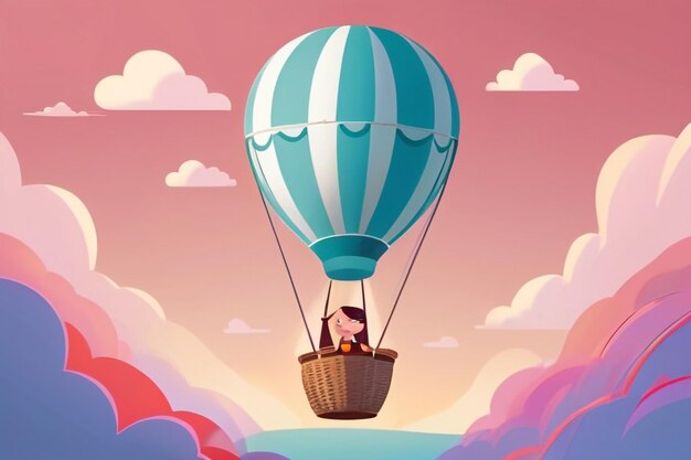 Photo 35 create an image of a character floating on a selflove hot air balloon