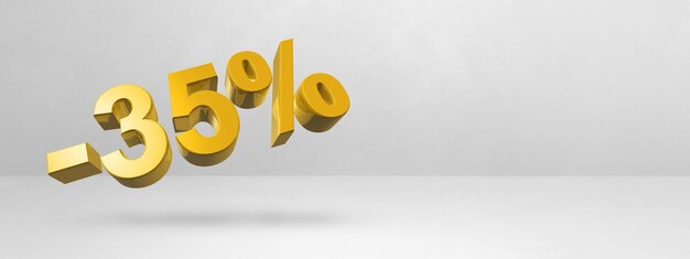 35 off discount offer 3D illustration isolated on white Horizontal banner