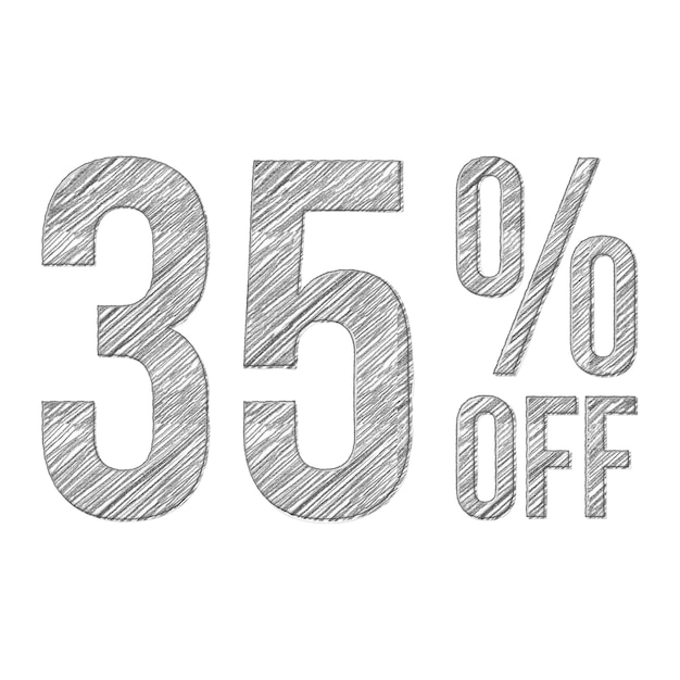 35 Percent Discount Offers Tag with Pencil Sketch Style Design