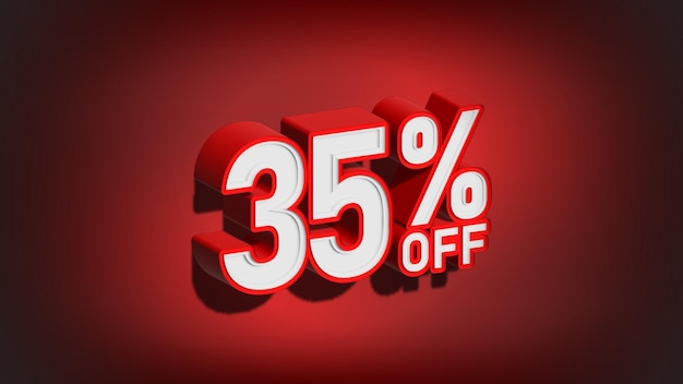 빨간색 배경에 3D 그림에서 35% 할인 프로모션 판매 웹 배너에서 35% 할인
