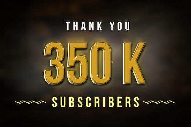 350 K subscribers celebration greeting banner with golden design