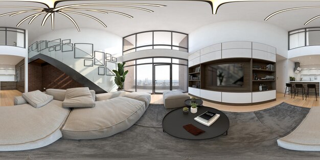 Photo 360 panorana of empty modern interior room 3 d rendering