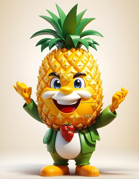 3c ananas mascotte karakter