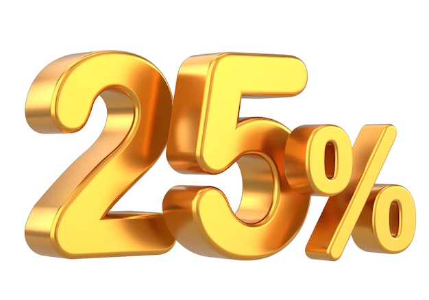 3D 25 Twenty five percent 3D illustration