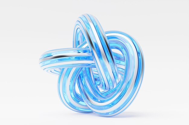 Photo 3d 3d illustration neon blue illusion isometric abstract shapes colorful shapes intertwined