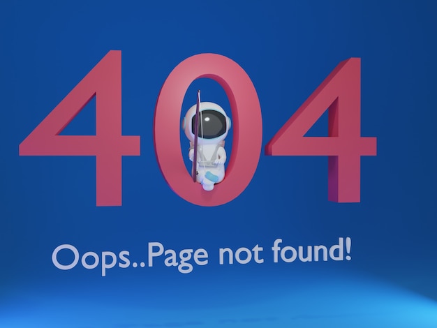 3d 404 page with astronaut