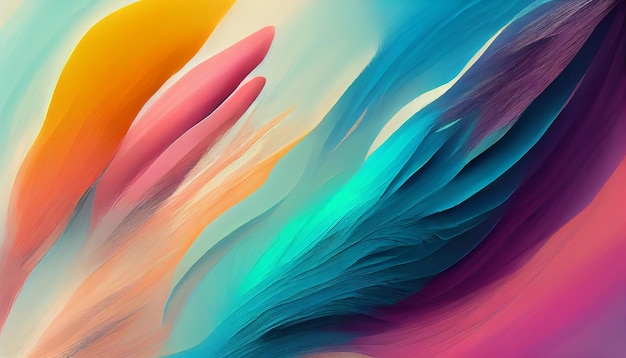 3d 8k 16k fluid pastel color paintbrush strokes 3D rendering