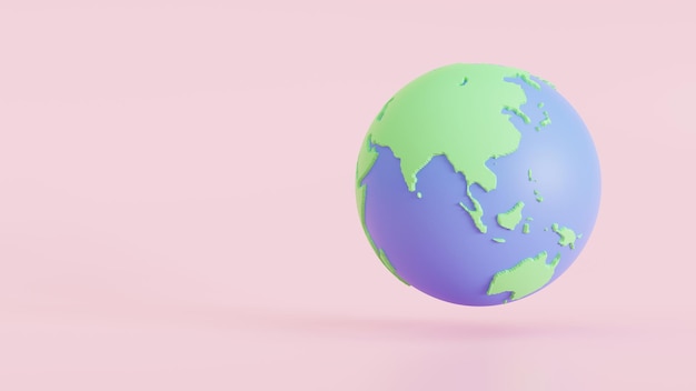 3D aarde wereld kaart illustratie wereldbol. 3D render illustratie.