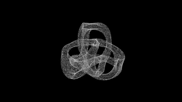 Foto bugna aliena astratta 3d su sfondo nero oggetto costituito da particelle bianche tremolanti concetto scientifico bg astratto per la presentazione del titolo screensaver animazione 3d