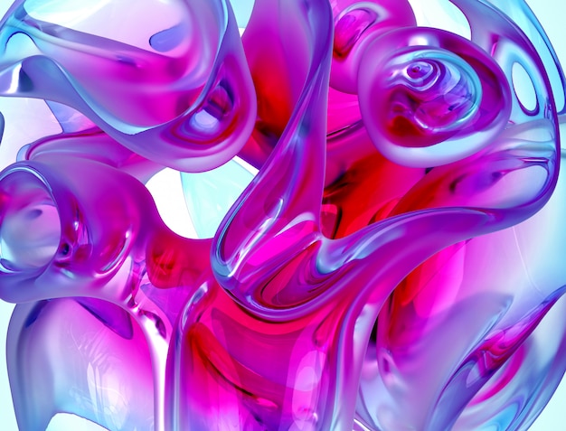 3d abstract art background with part of glass sculpture in organic curve