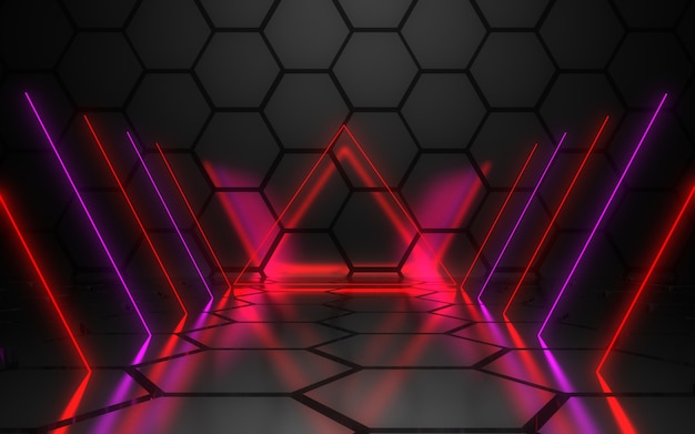 3d abstract background neon lines glow.3d illustration