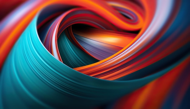 3D Abstract Background with Bright Swirl Ribbon