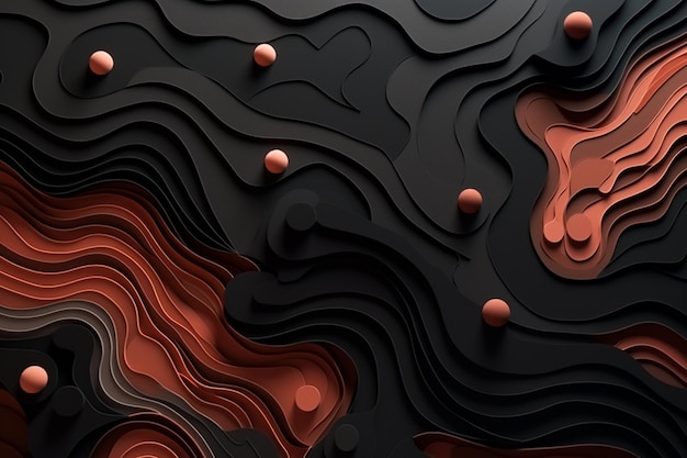 3d abstract background with dark paper cut shapes