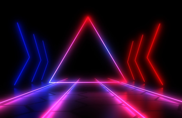 3D abstract background with neon light. 3d illustration