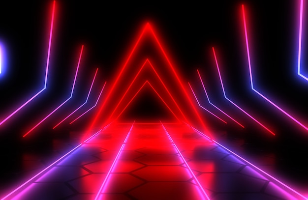 3D abstract background with neon light. 3d illustration