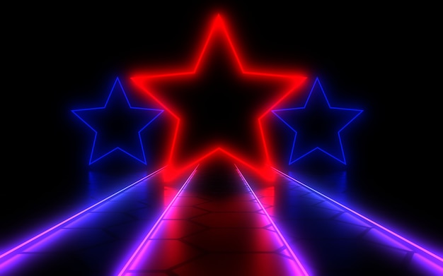 Photo 3d abstract background with neon light. 3d illustration