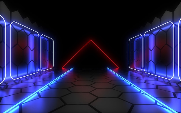 3D abstract background with neon light. 3d illustration