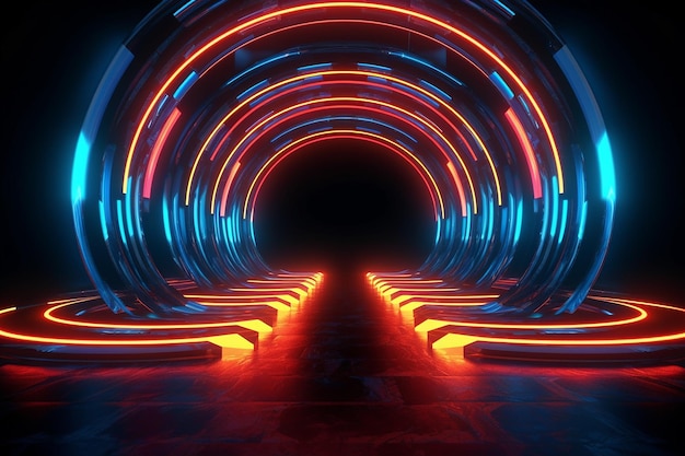 3d abstract background with neon light