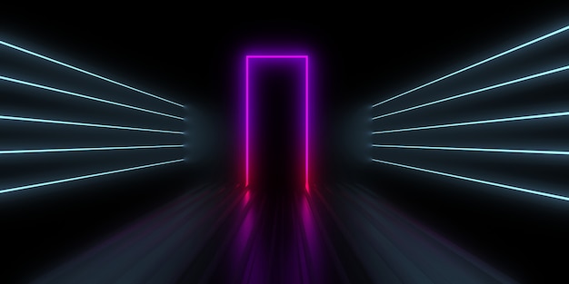 3D abstract background with neon lights. 3d illustration