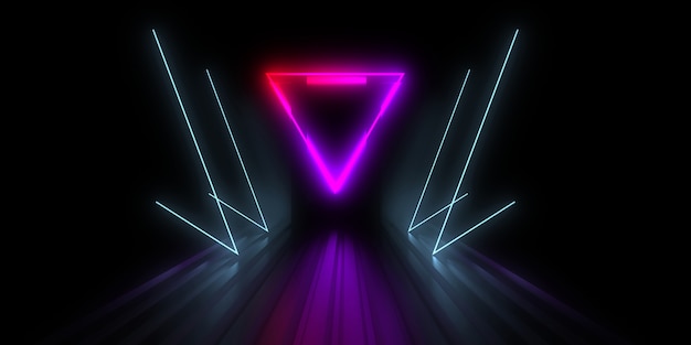 3D abstract background with neon lights. 3d illustration