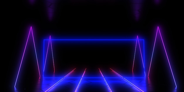 3D abstract background with neon lights . 3d illustration