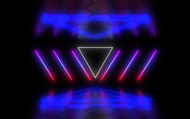 3D abstract background with neon lights . 3d illustration