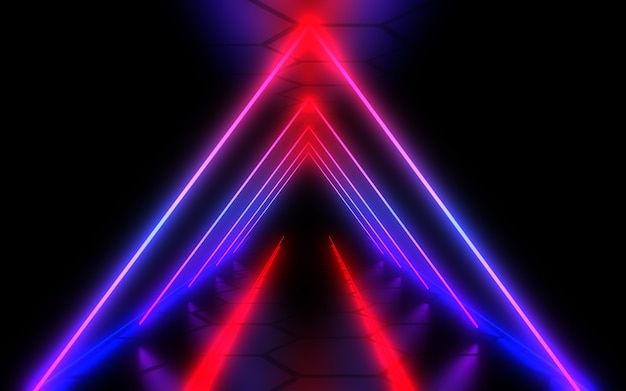 3D abstract background with neon lights . 3d illustration