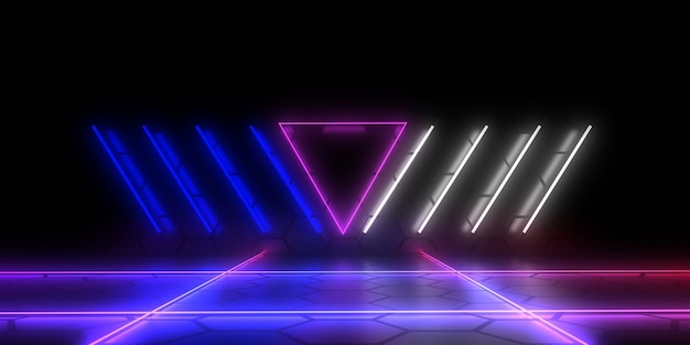 3D abstract background with neon lights . 3d illustration