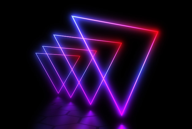 3D abstract background with neon lights . 3d illustration