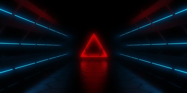 3D abstract background with neon lights. 3d illustration