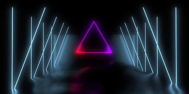 3D abstract background with neon lights.. 3d illustration